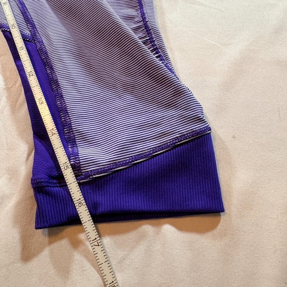 Lululemon Run Turbo Crop Womens 4 Purple Striped Luxtreme Athletic Leggings - Picture 6 of 7